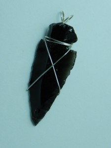 1002-103,obsidian,arrowhead,necklace,handcrafted,CT,jewelry